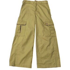 DICKIES Cargo Khaki Wide Leg Twill Cropped Pants Size 2 Women Grunge